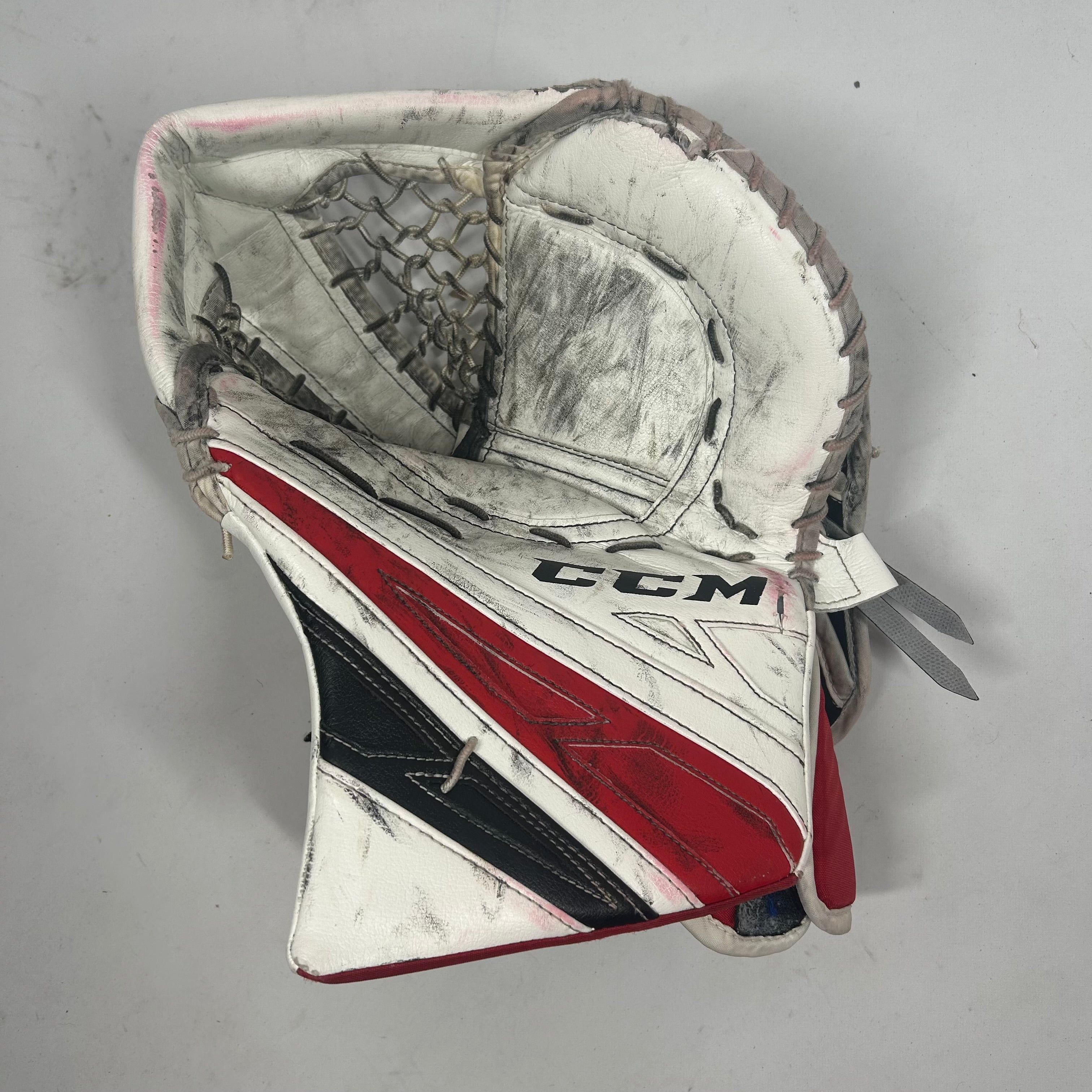 CCM Extreme Flex 4 - Gant de gardien de but Pro Stock d'occasion (blanc/rouge)
